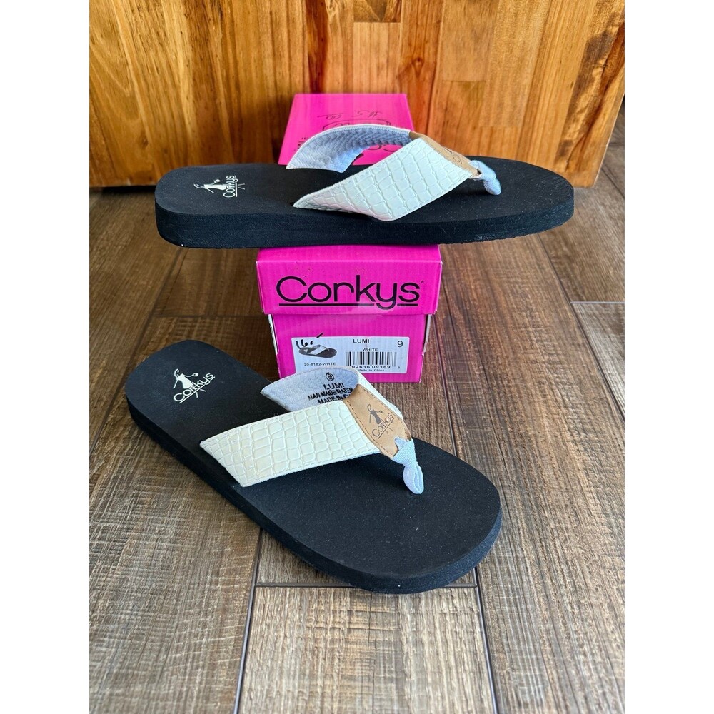 Corkys Lumi Flip Flops Sz. 9 NWB White